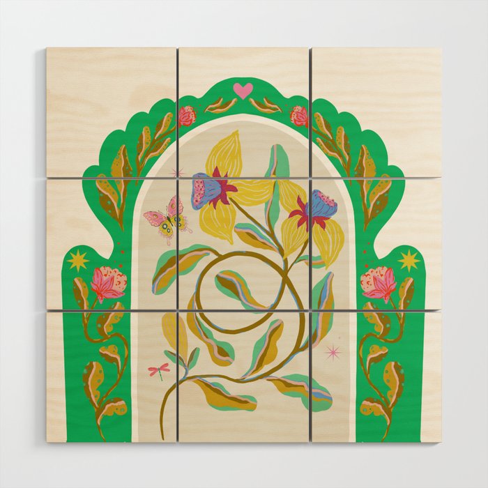 Modern abstract flowers dance Wood Wall Art Gallery Image 1