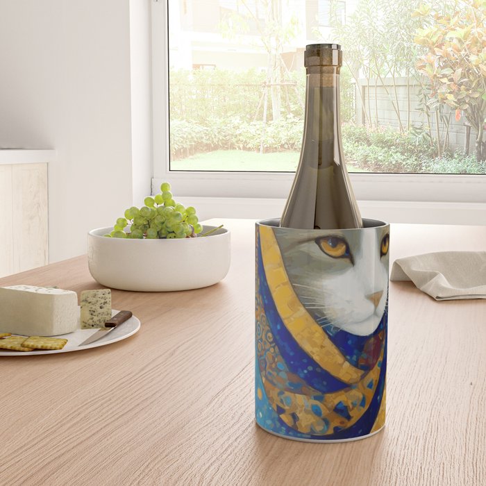 Klimt Cat in Blue and Gold Hood Wine Chiller Gallery Image 4