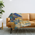 Klimt Cat in Blue and Gold Hood Throw Blanket Gallery Image 1