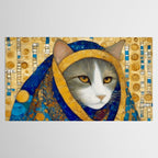 Klimt Cat in Blue and Gold Hood Tablecloth Gallery Image 2