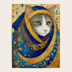 Klimt Cat in Blue and Gold Hood Poster Gallery Image 4