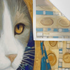 Klimt Cat in Blue and Gold Hood Wall Tapestry Gallery Image 3