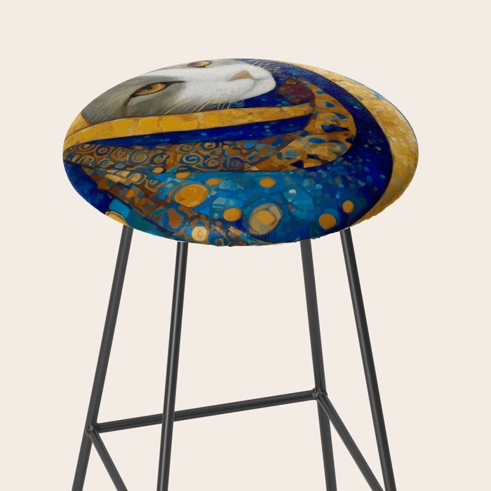 Klimt Cat in Blue and Gold Hood Stool Gallery Image 2