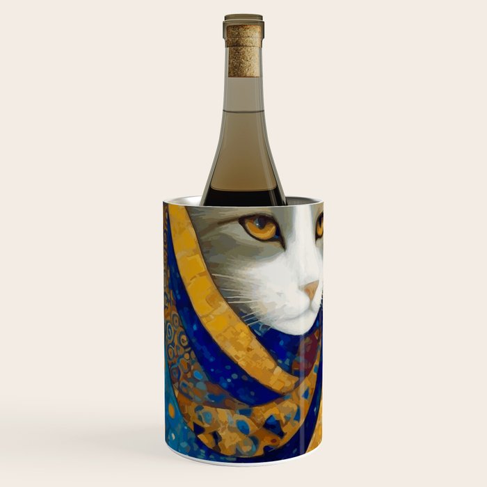 Klimt Cat in Blue and Gold Hood Wine Chiller Gallery Image 1