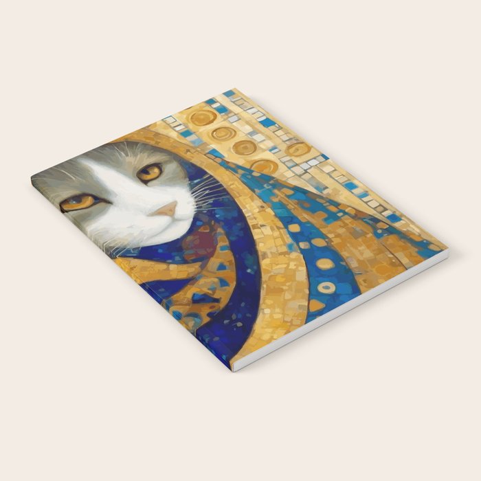 Klimt Cat in Blue and Gold Hood Notebook Gallery Image 1
