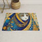 Klimt Cat in Blue and Gold Hood Rug Gallery Image 1