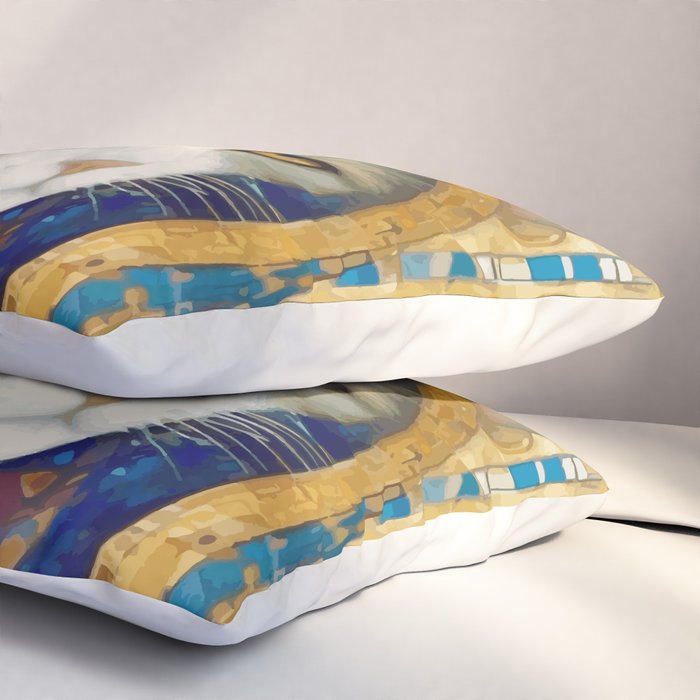 Klimt Cat in Blue and Gold Hood Pillow Sham Gallery Image 3