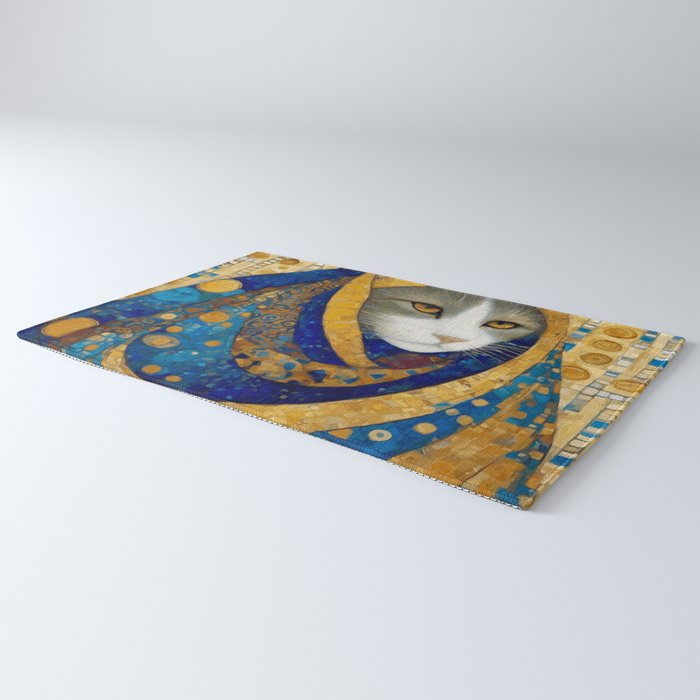 Klimt Cat in Blue and Gold Hood Rug Gallery Image 3