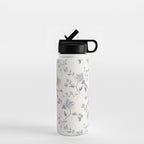 Vintage Floral - Grey Blue Water Bottle Gallery Image 1