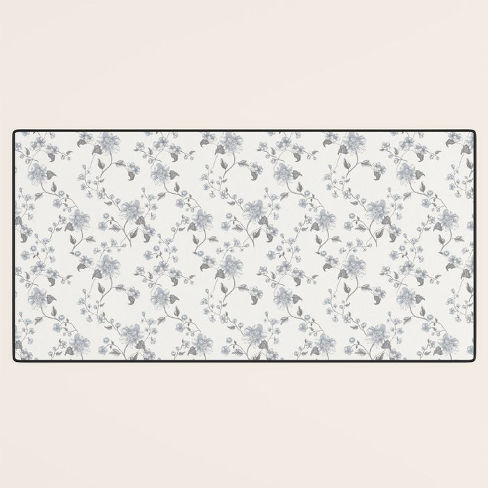 Vintage Floral - Grey Blue Desk Mat Gallery Image 3