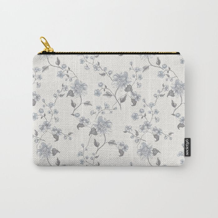 Vintage Floral - Grey Blue Carry All Pouch Gallery Image 1