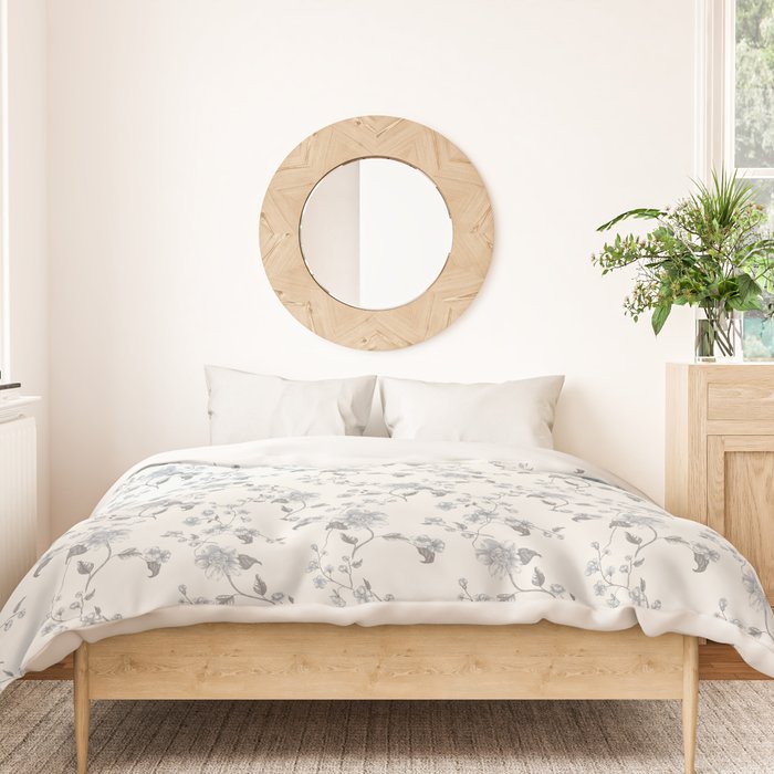 Vintage Floral - Grey Blue Duvet Cover Gallery Image 3