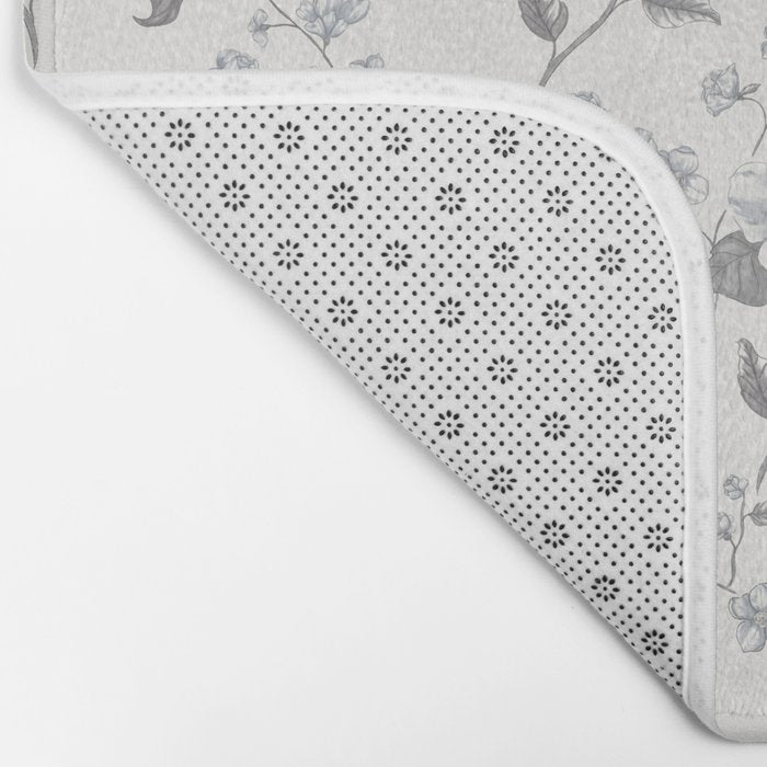 Vintage Floral - Grey Blue Bath Mat Gallery Image 2