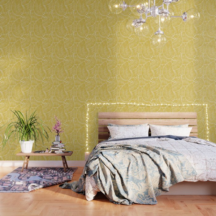 Zebra Palm Hawaiian Tropical  -Sulfur Yellow Wallpaper Gallery Image 3