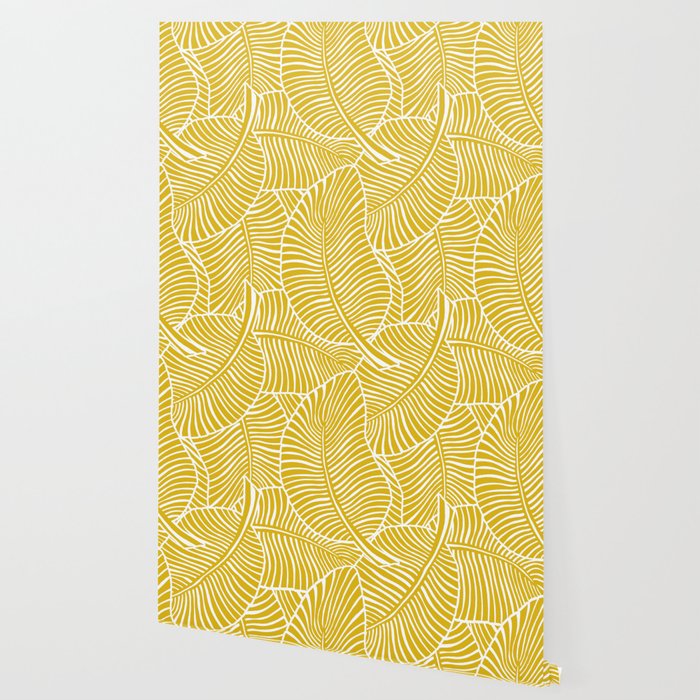 Zebra Palm Hawaiian Tropical  -Sulfur Yellow Wallpaper Gallery Image 2