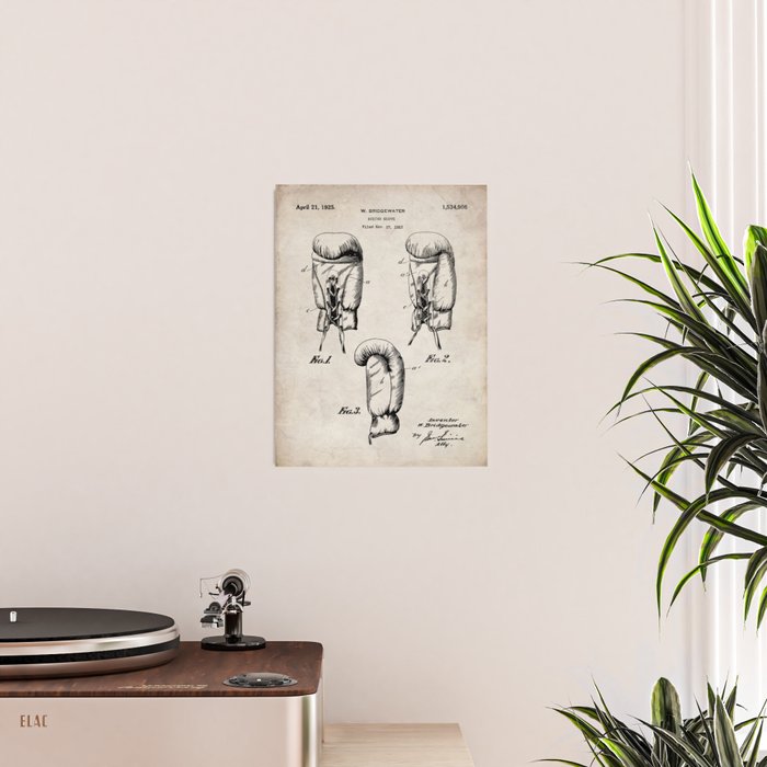 Boxing Gloves Patent - Boxer Trainer Coach Gym Art - Antique Poster Gallery Image 2