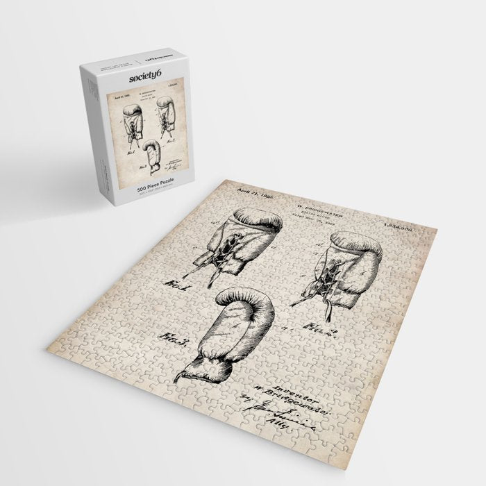 Boxing Gloves Patent - Boxer Trainer Coach Gym Art - Antique Jigsaw Puzzle Gallery Image 2
