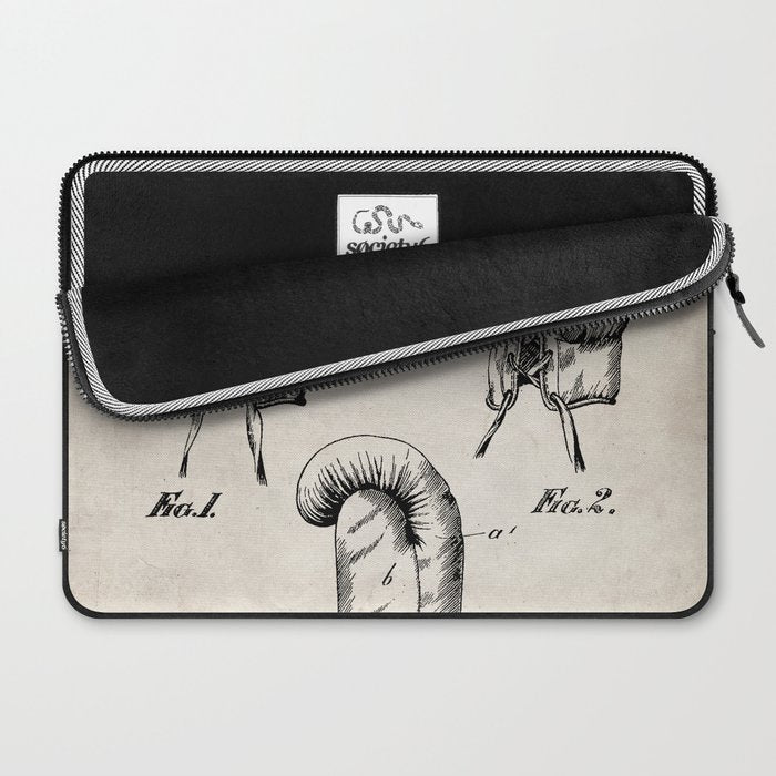 Boxing Gloves Patent - Boxer Trainer Coach Gym Art - Antique Laptop Sleeve Gallery Image 2