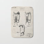 Boxing Gloves Patent - Boxer Trainer Coach Gym Art - Antique Bath Mat Gallery Image 1