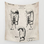 Boxing Gloves Patent - Boxer Trainer Coach Gym Art - Antique Wall Tapestry Gallery Image 4