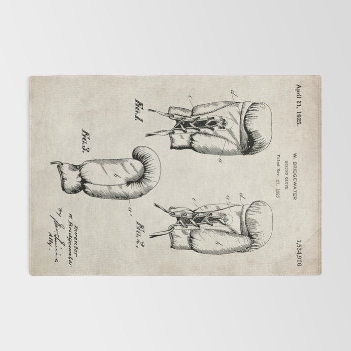 Boxing Gloves Patent - Boxer Trainer Coach Gym Art - Antique Rug Gallery Image 2