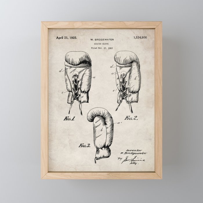 Boxing Gloves Patent - Boxer Trainer Coach Gym Art - Antique Mini Art Print Gallery Image 1