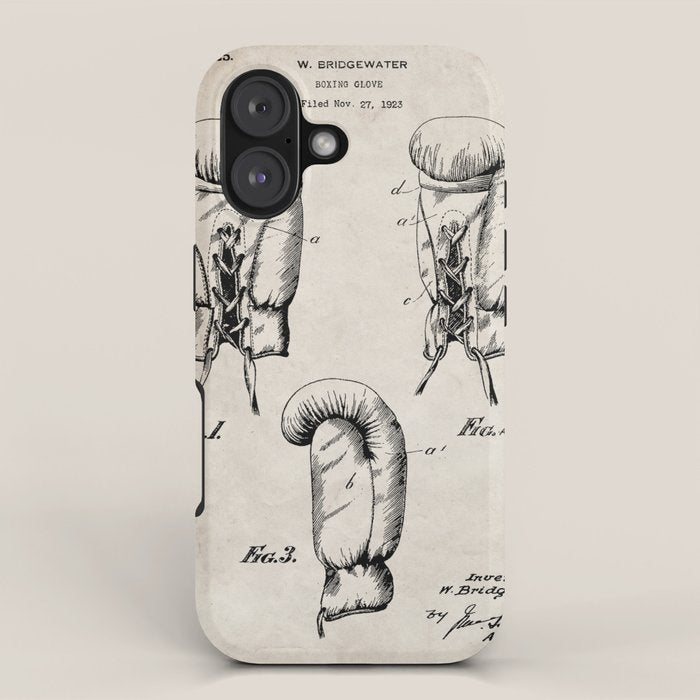 Boxing Gloves Patent - Boxer Trainer Coach Gym Art - Antique iPhone Case Gallery Image 1
