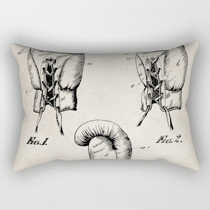 Boxing Gloves Patent - Boxer Trainer Coach Gym Art - Antique Rectangular Pillow Gallery Image 2