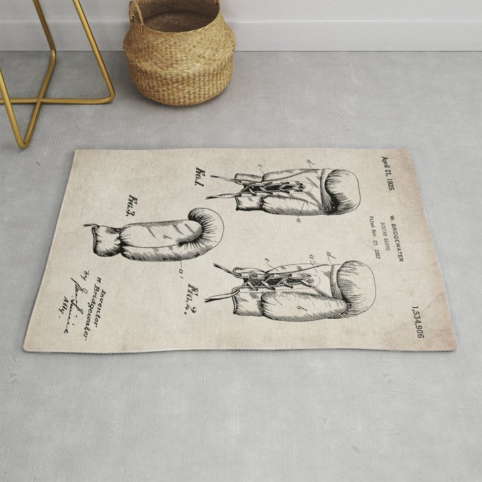Boxing Gloves Patent - Boxer Trainer Coach Gym Art - Antique Rug Gallery Image 1
