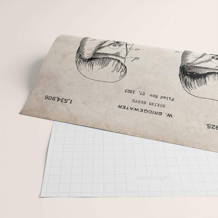 Boxing Gloves Patent - Boxer Trainer Coach Gym Art - Antique Wrapping Paper Gallery Image 2