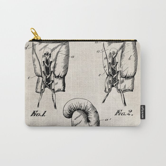 Boxing Gloves Patent - Boxer Trainer Coach Gym Art - Antique Carry All Pouch Gallery Image 1
