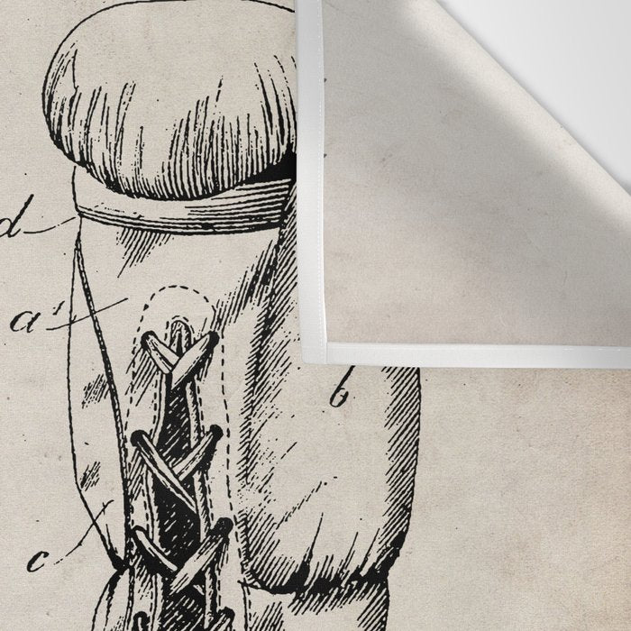 Boxing Gloves Patent - Boxer Trainer Coach Gym Art - Antique Wall Tapestry Gallery Image 3