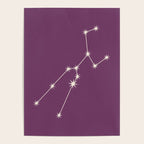 Taurus Zodiac Star Constellation Line Art Mauve Purple Poster Gallery Image 4