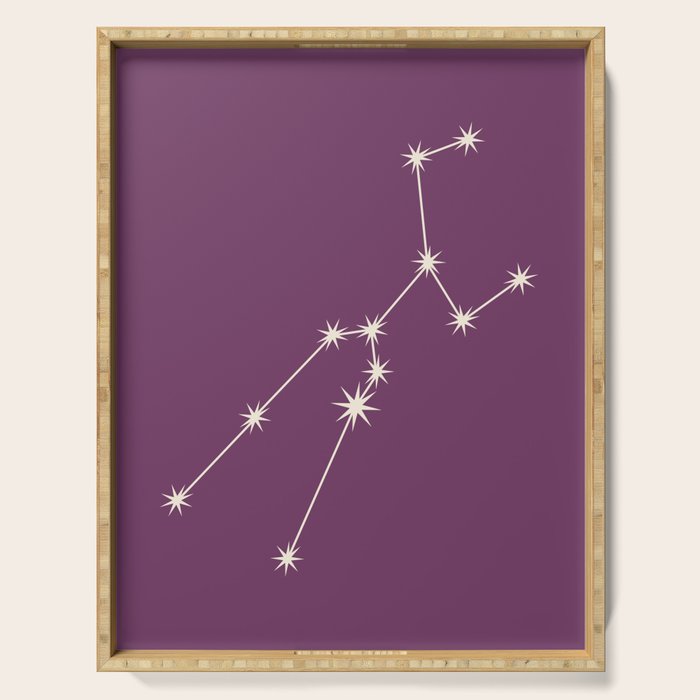 Taurus Zodiac Star Constellation Line Art Mauve Purple Serving Tray Gallery Image 1