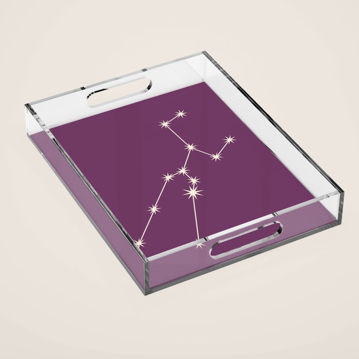 Taurus Zodiac Star Constellation Line Art Mauve Purple Acrylic Tray Gallery Image 1