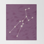 Taurus Zodiac Star Constellation Line Art Mauve Purple Throw Blanket Gallery Image 2