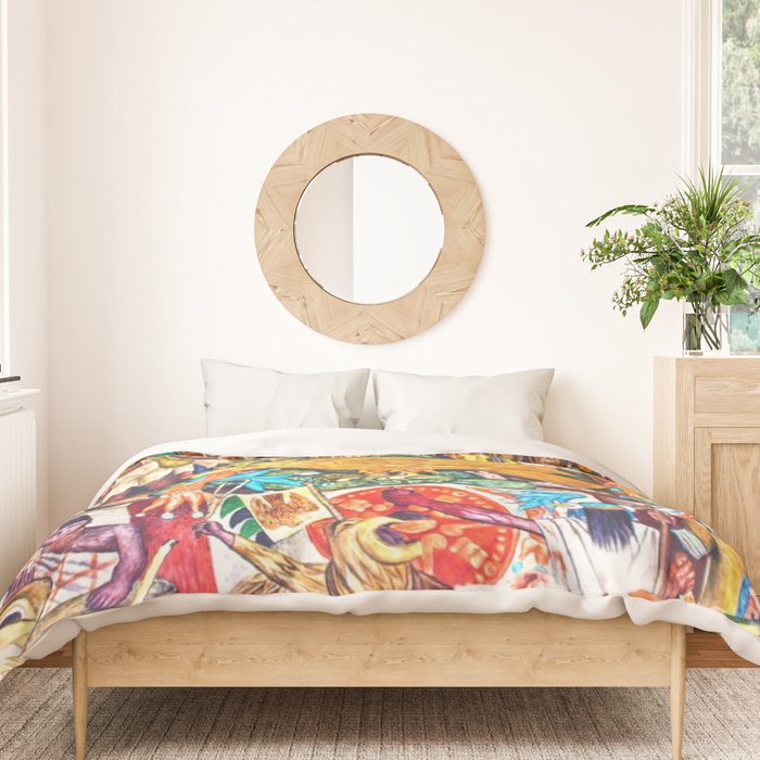History of Mexico by Diego Rivera Duvet Cover Gallery Image 3