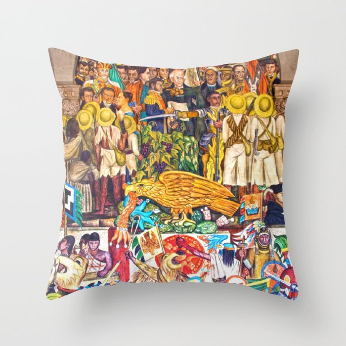 History of Mexico by Diego Rivera Throw Pillow Gallery Image 1