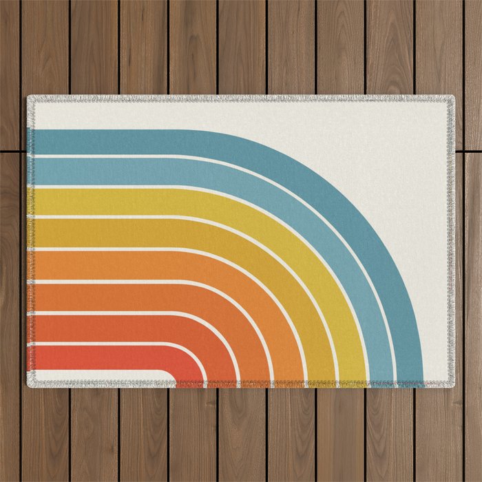Gradient Arch X Bright Rainbow Mid Century Modern Rainbow Outdoor Rug Gallery Image 1