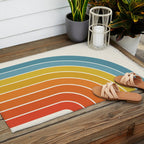 Gradient Arch X Bright Rainbow Mid Century Modern Rainbow Outdoor Rug Gallery Image 2