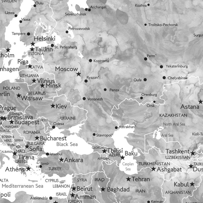 We travel not to escape life grayscale world map Coffee Mug Gallery Image 2