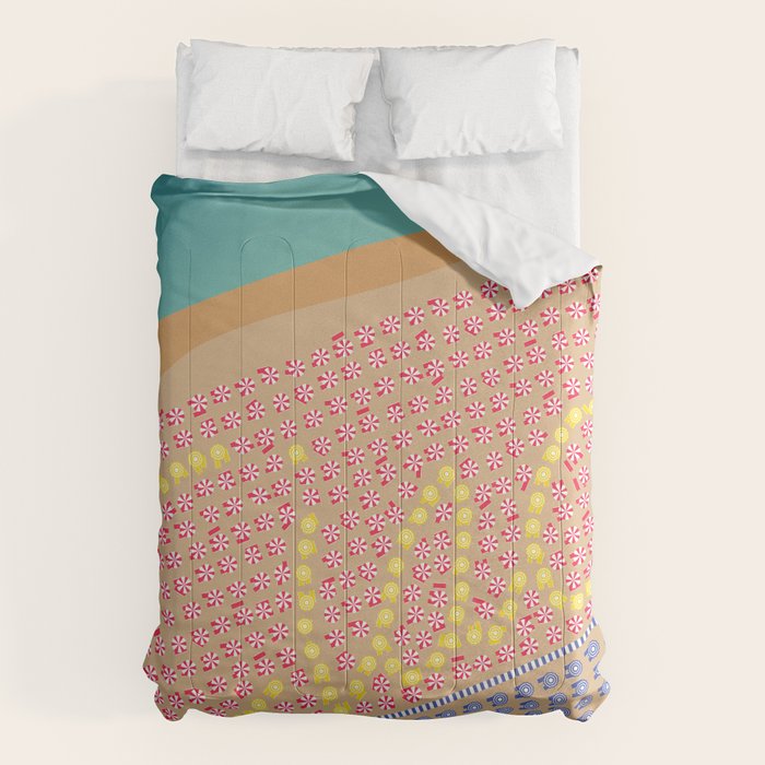 Ciao / Hello Italy Beach Umbrellas - Aerial Italian Comforter Gallery Image 6