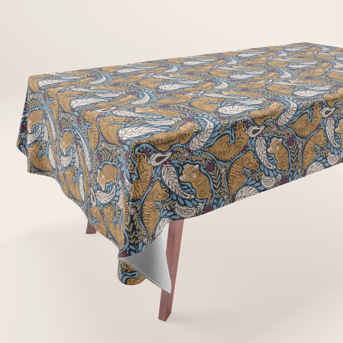 Exotic Tiger Oasis Dark Tablecloth Gallery Image 1