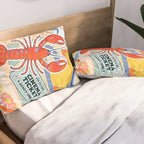 Eclectic Boho Summer Poster ,Good Vibes, Citrus, Sea Life Pillow Sham Gallery Image 2