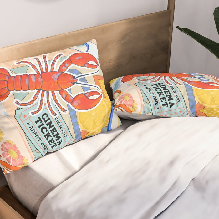 Eclectic Boho Summer Poster ,Good Vibes, Citrus, Sea Life Pillow Sham Gallery Image 2