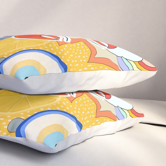Eclectic Boho Summer Poster ,Good Vibes, Citrus, Sea Life Pillow Sham Gallery Image 3