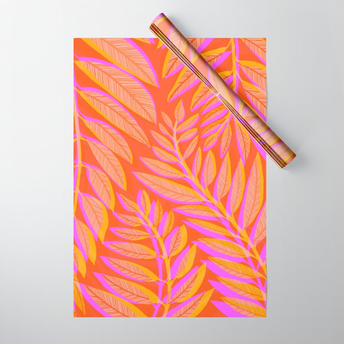 Hot Tropics II - Vertical Pink Orange Palette Wrapping Paper Gallery Image 1