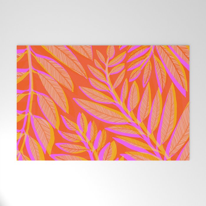 Hot Tropics II - Vertical Pink Orange Palette Welcome Mat Gallery Image 1