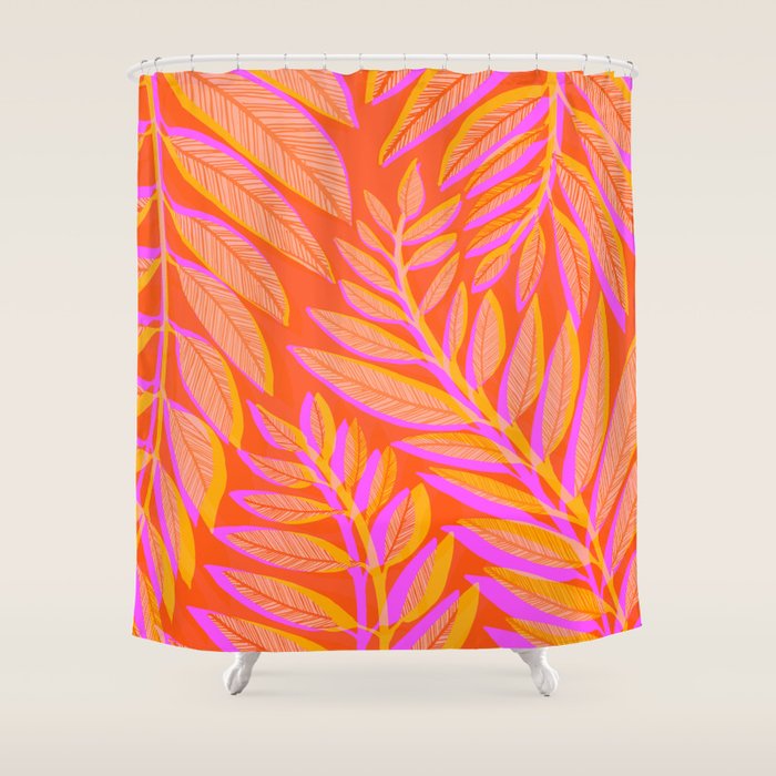 Hot Tropics II - Vertical Pink Orange Palette Shower Curtain Gallery Image 1