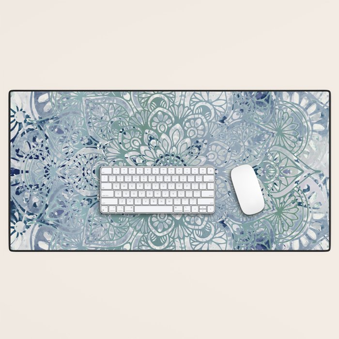 Yoga, Mandala, Green and Blue, Wall Art Boho Desk Mat Gallery Image 1